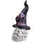 22.75" Skull in Witch Hat with Black Cat Halloween Decoration